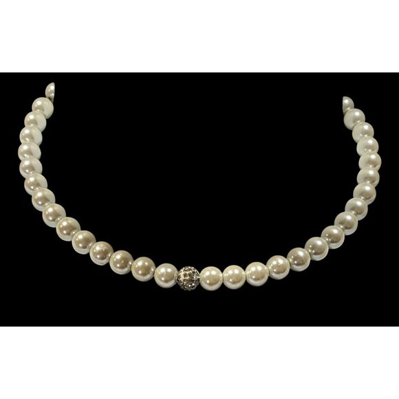 Elegant Glam Faux Pearl And Rhinestone Coil Necklace - Picture 4 of 6